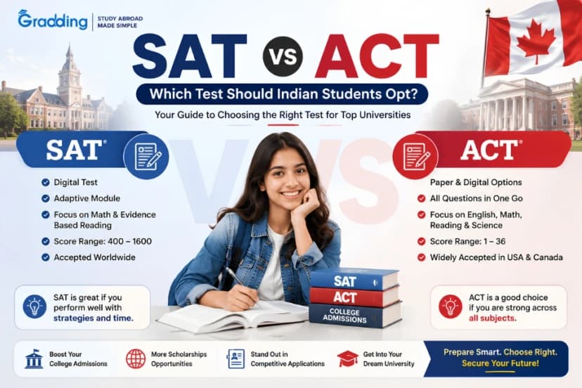 SAT vs ACT 2026 Comparison Guide for Indian Students ACT vs SAT Which Test to Take?: Updated Guide for Indian Students