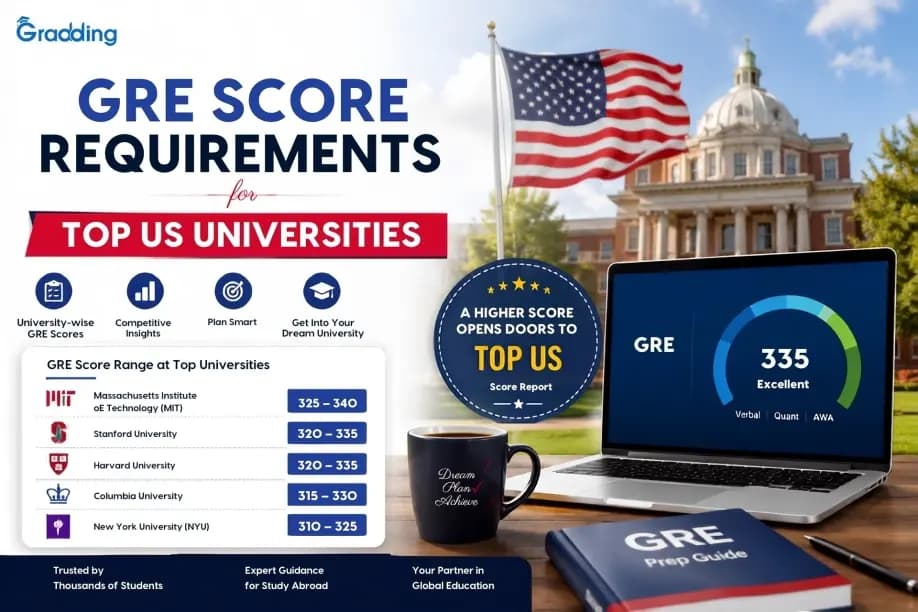 GRE Score Requirements for Top US Universities 2026 GRE score requirements for top US universities in 2026 across Computer Science, Engineering, Data Science, and other popular departments for Indian students.