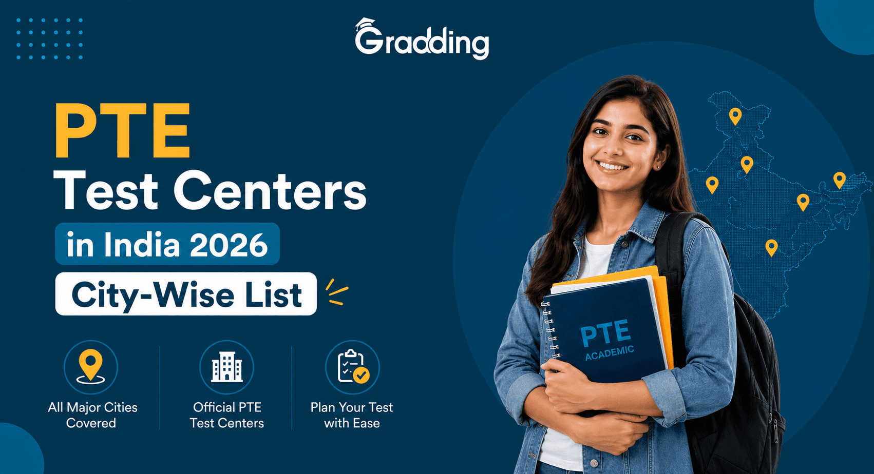 PTE Test Centers in India 2026 City-wise list of PTE test centers in India for 2026 | Gradding.com