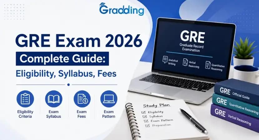 GRE Exam 2026 Complete Guide: Eligibility, Syllabus, Fees GRE Exam 2026 guide covering eligibility, syllabus, exam pattern, registration, fees, and scoring|Gradding.com