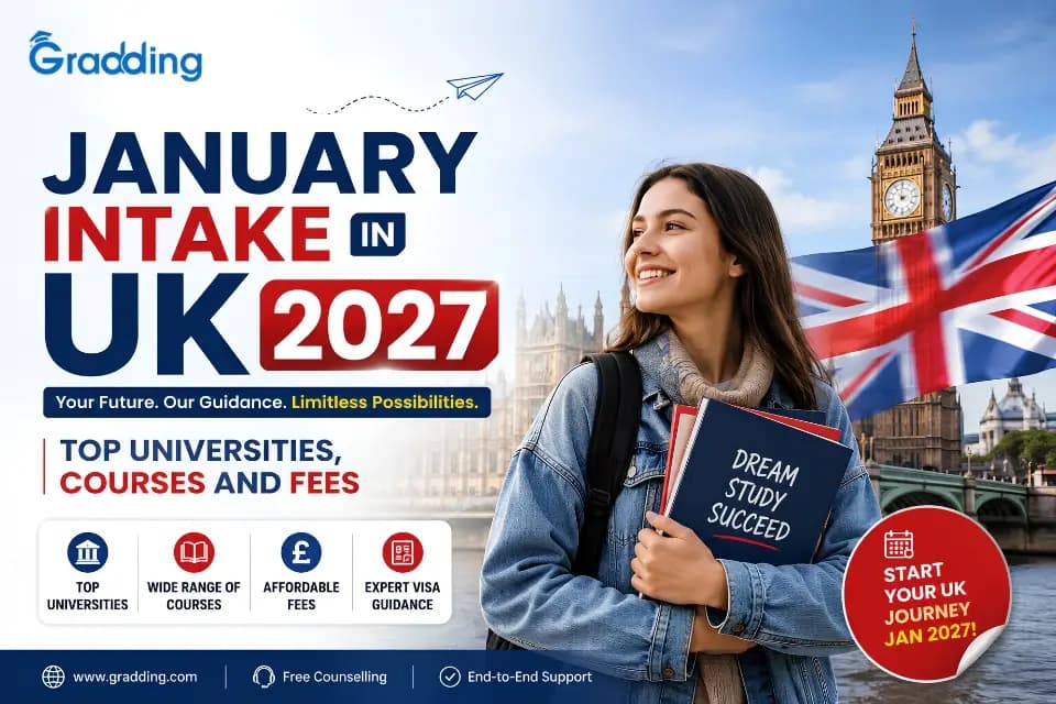 January Intake in UK 2027: Universities, Deadline & Guide Find out January Intake in UK 2027: Universities, Deadline & Guide| Gradding.com