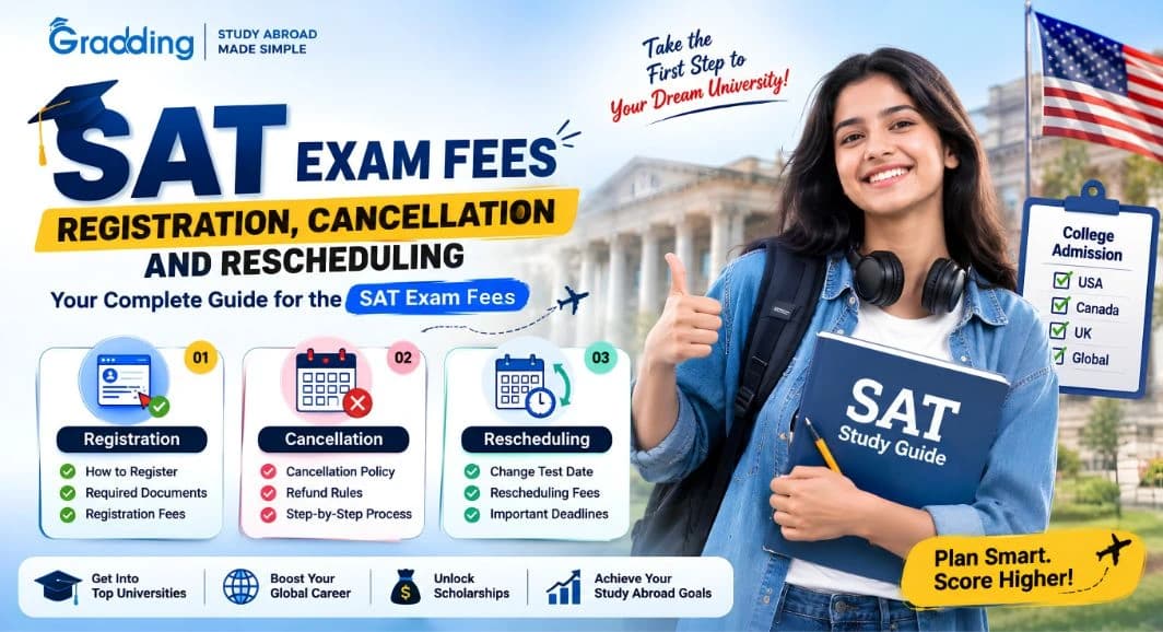 SAT Exam Fees in India 2026: Registration, Cancellation and Rescheduling Find what the SAT Exam Fees in India 2026 are with Gradding.com