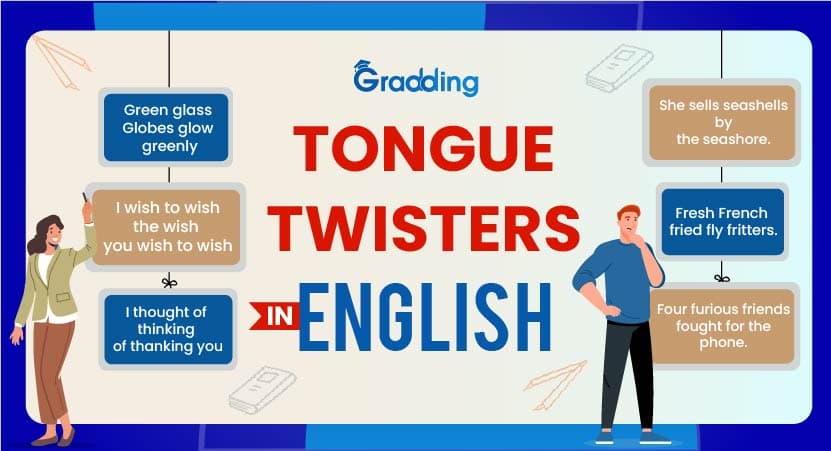 Best Tongue Twisters in English Explore popular Tongue Twisters in English with Gradding.com